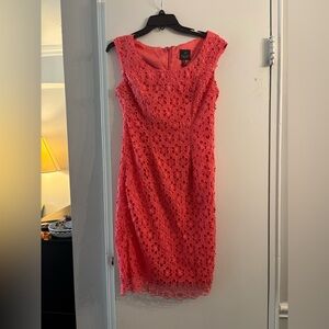 Adrianna Pappel Elegant Coral Lace Dress floral wedding 4 cocktail